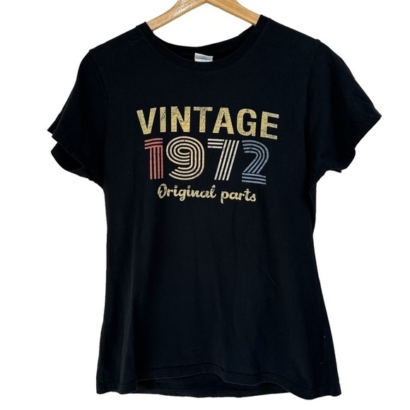 Women’s Vintage 1972 Original Parts Black T-Shirt, Large - Picture 1 of 5